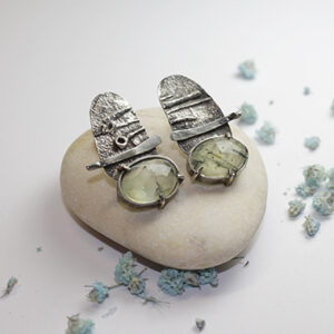 Pendientes de plata y prenita